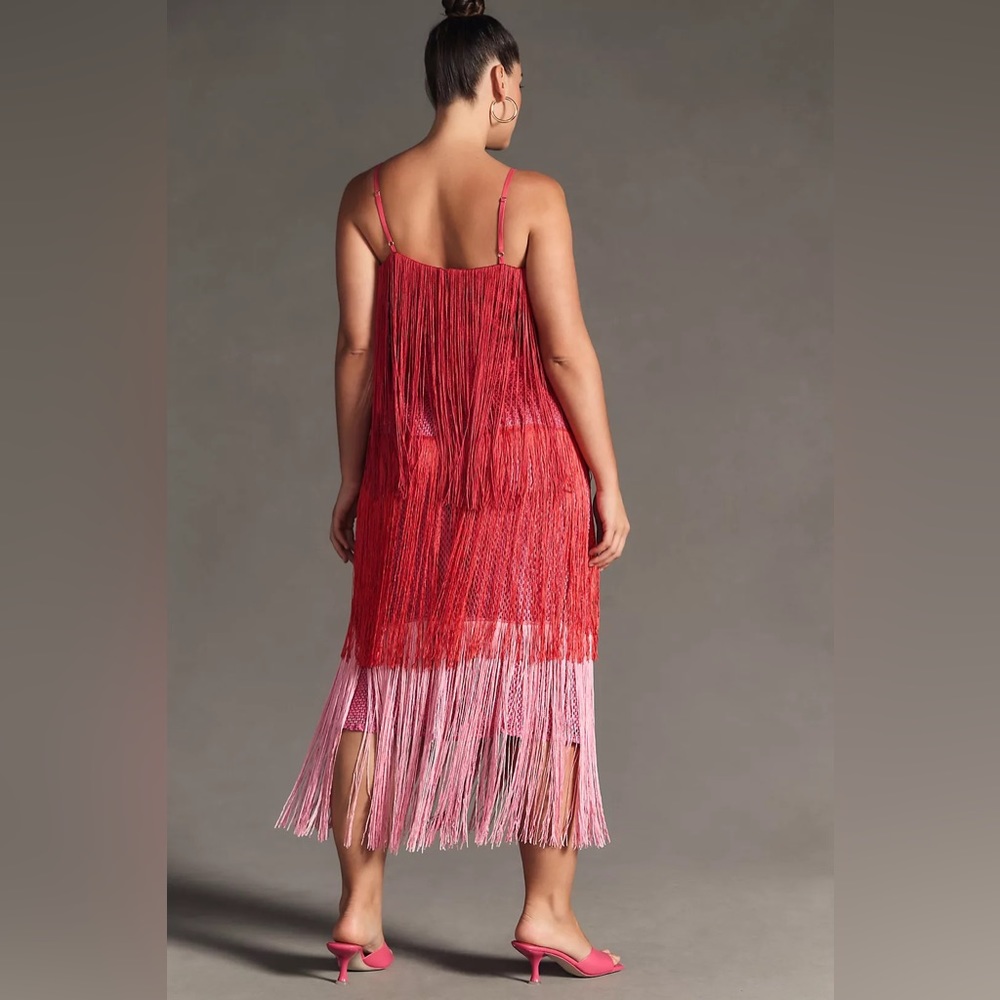 Anthropologie Let Me Be Tiered Ombre Fringe Dress NWT - Picture 4 of 14